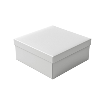 Clean, unmarked square white box with lid png