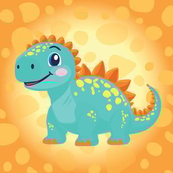 Cute Blue Baby Dinosaur. Adorable Cartoon Stegosaurus vector
