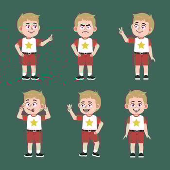 Cute American Boy with Blond Hair Cartoon character vector