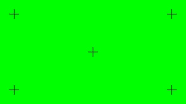 Green screen background with cross marks for tracking. Chromakey technique. technology to add visual effects or VFX during movie post-production stage. flat illustration vector