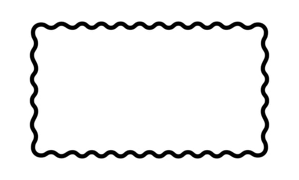 Rectangle frame with wavy edges. Rectangular shape with curvy borders. Picture or photo framework, empty text box or banner on white background. graphic illustration vector