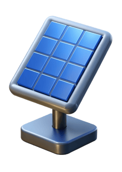A 3D Render of a Blue Solar Panel on a Stand png