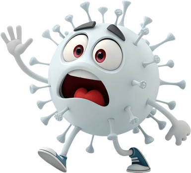 Bizarre and Playful Virus Cartoon with a Cheerful Look. . png