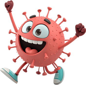 Wacky and Whimsical Cartoon Virus with a Funny Expression. . png