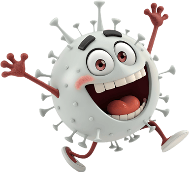Joyful and Goofy Virus Cartoon with a Playful Personality. . png