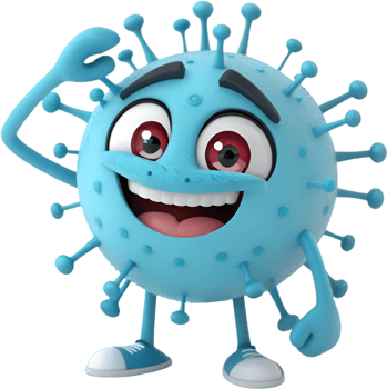 Cute Virus Cartoon with Mischievous and Expressive Style. . png