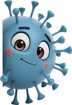Quirky Virus Cartoon Character with Funny Expression. . png