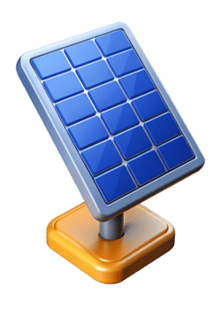 3D Render of a Small Solar Panel on an Orange Stand Clean Energy Technology png