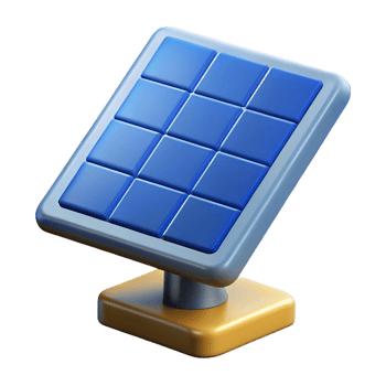 3D Render of a Small Blue Solar Panel on a Golden Stand for Clean Energy png