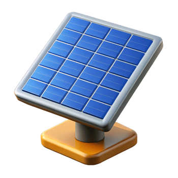 3D Render of a Small Solar Panel on an Orange Base Perfect for Renewable Energy Illustrations png