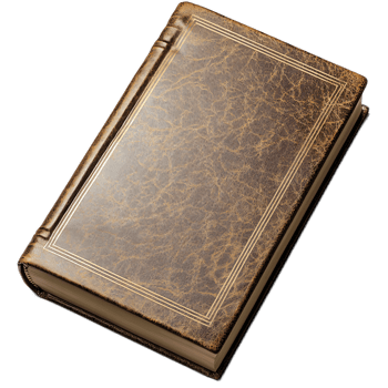 Vintage Brown Leather Bound Book with a Decorative Aged Cover and Blank Pages for Writing png