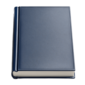 Blue hardcover book with textured surface and blank pages png