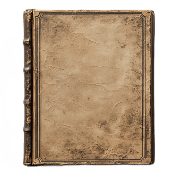 Vintage Blank Book Cover with Aged Leather Texture and Subtle Decorative Spine Design png