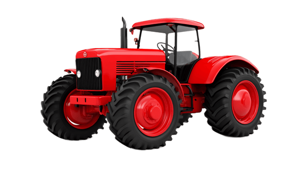 Red Powerful Agricultural Tractor in Field for Farming and Cultivation Equipment png