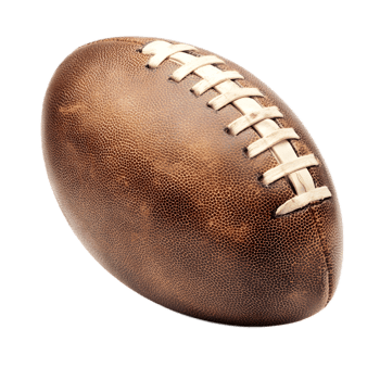 Close up of a Vintage Leather American Rugby Ball on a Grassy Field png