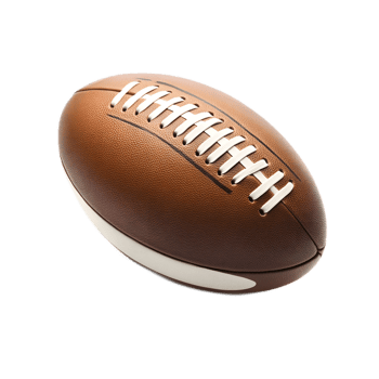 Close up of a Leather Rugby Ball on a Grassy Field with White Lines png
