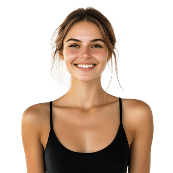 Radiant and Confident Caucasian Woman with Healthy Smooth Skin Smiling Joyfully in Studio png