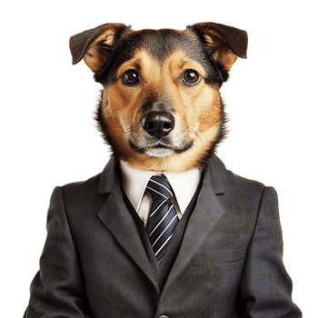 Professional Dog in Business Attire Posing for Corporate Portrait png