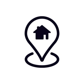 House map pin icon symbolizing real estate location or online property finding services vector