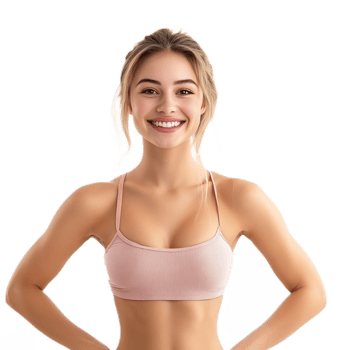 Smiling Blonde Woman with Healthy Skin Exuding Confidence and Happiness png