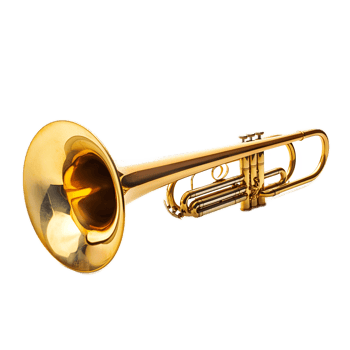 Shiny Golden Brass Trumpet Musical Instrument Ready for Performance png