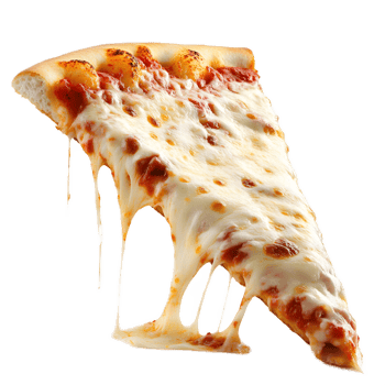 Mouthwatering Slice of Gooey Melted Cheese Pizza on White Background png