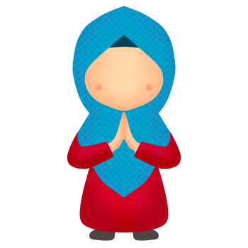 A cartoon muslim woman in a blue hijab png