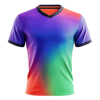 Vibrant and Modern Ombre Gradient Soccer Jersey Design for Sports Apparel and Athletic Uniform Concepts png