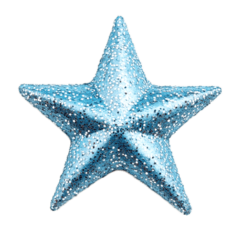 Sparkling Blue Star Ornament Decorative Icon on White Background png