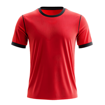 Vibrant Red and Black Soccer Jersey Mockup on Transparent Background for Sports Uniform Design and Branding png