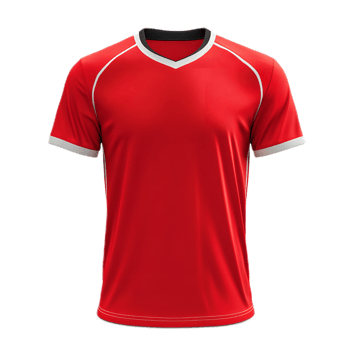 Red and White Soccer Jersey with Graphic Design for Activewear and Sportswear png