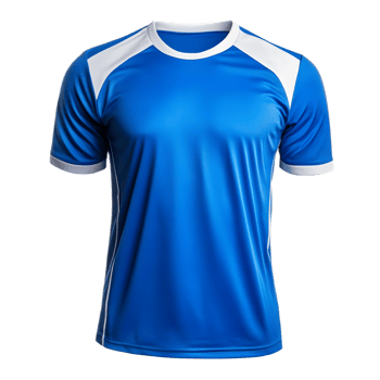 Vibrant Blue and White Soccer Jersey with Transparent Background png