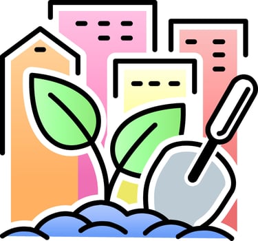 Enviromental concept. Green urban gardening icon vector