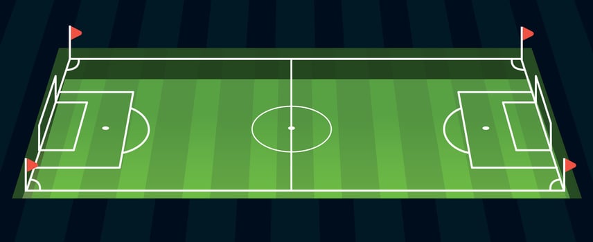 Football pitch with green grass and stadium markings vector