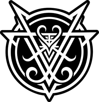 A solid style icon of lucifer seal tattoo vector