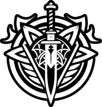 A glyph style icon of sword tattoo vector