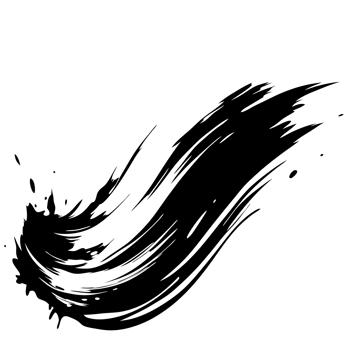 Abstract Black Ink Brush Stroke Swirl Design Element for Background png