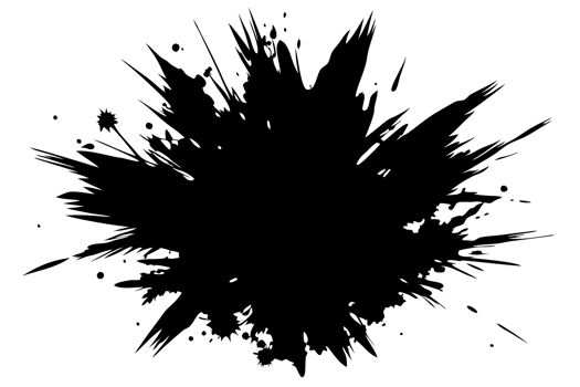 Abstract Ink Splatter Burst Black and White Circular Design Element png