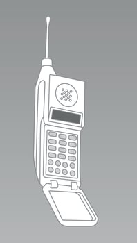 Vintage mobile phone with antenna and keypad vector