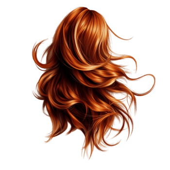 Realistic Flowing Wavy Red Hair With Natural Shine and Volume png