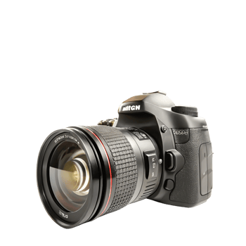 Professional DSLR Camera with Telephoto Lens, Isolated on png