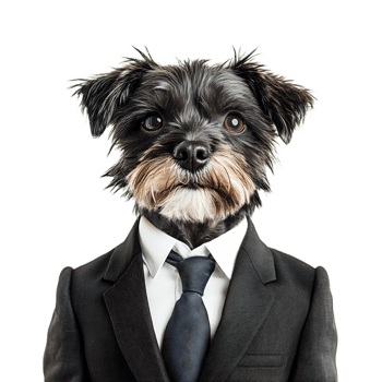 Stylish Dog Businessman Wearing Suit and Tie in Corporate Portrait png