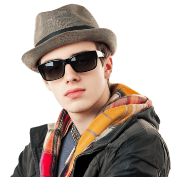 Stylish Young Man in Casual Outfit with Hat and Sunglasses on City Street png