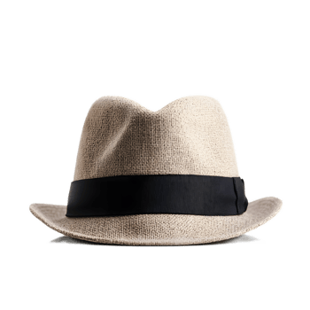 Stylish and Refined Beige Felt Fedora Hat with a Classic Design and Neutral Tones for Versatile Wear png