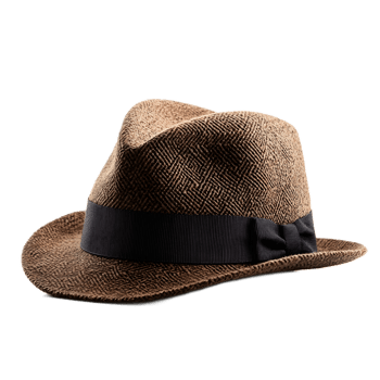 Stylish Felt Fedora Hat in Brown Tone with Black Ribbon Band on White Background png