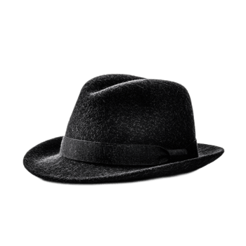 Stylish Monochrome Felt Fedora Hat Exuding Refined and Sophisticated Elegance png