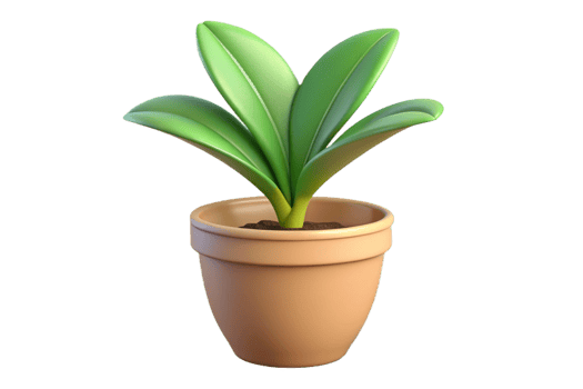 Adorable 3D Render of a Potted Plant with Vibrant Green Leaves png