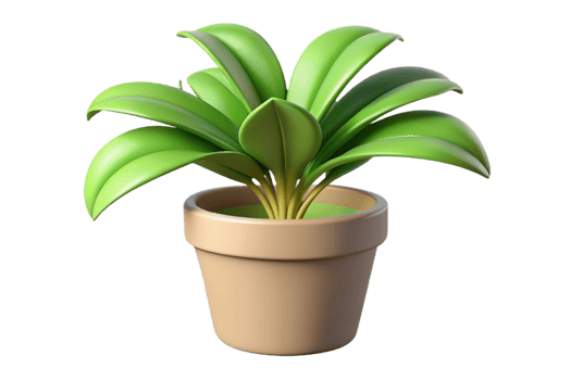 Adorable 3D Render of a Green Potted Plant with Lush Leaves png