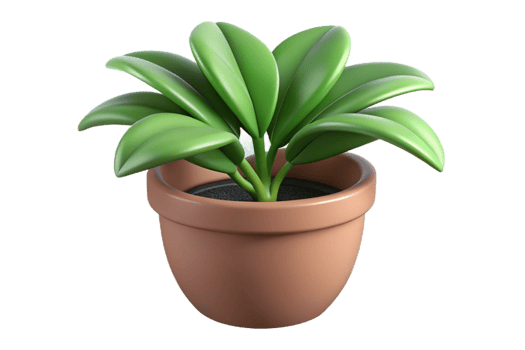 A 3D Render of Cute Cartoon Potted Plant with Lush Green Leaves png