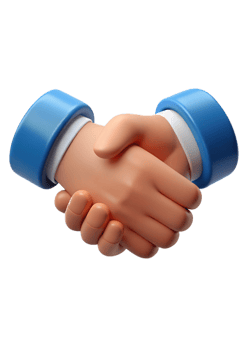3D Render of Two Cartoon Hands Shaking in Agreement Business Deal Partnership png